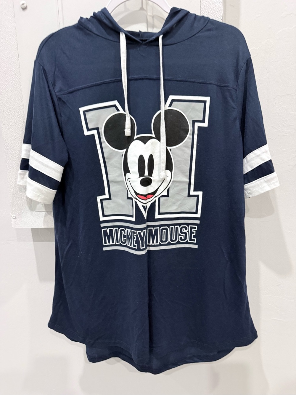 Disney Navy Mickey Mouse Hooded Short-Sleeve Sweatshirt